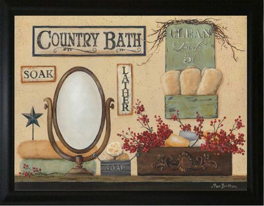 Country Bath - Pam Bretton 15.5" x 19.5" Framed Art