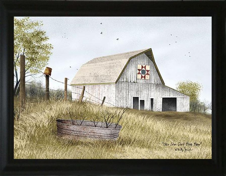 Ohio Star Quilt Barn - 15.5" x 19.5" Billy Jacobs Framed Art